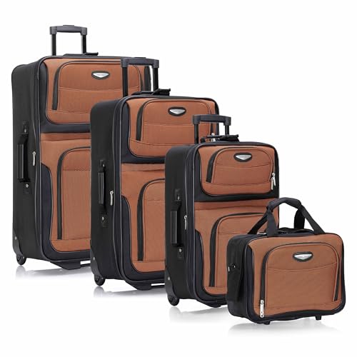 4 Piece Expandable Softside Rolling Luggage Set
