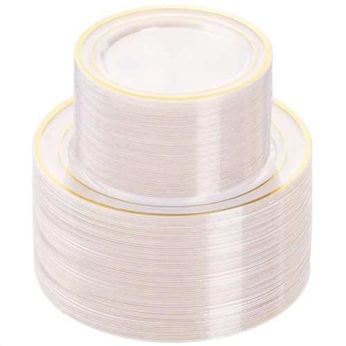 200 Count Disposable Plastic Dinner and Dessert Plates