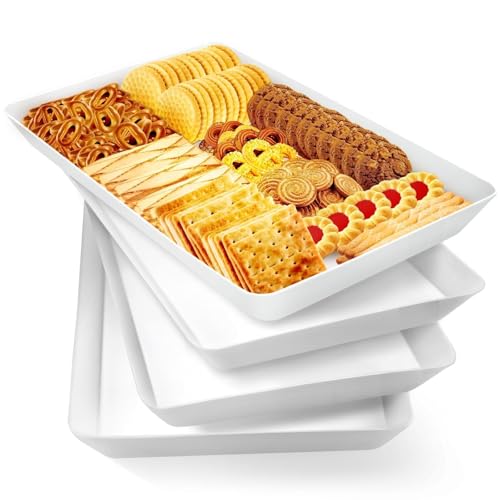 4 Pack Plastic Serving Trays for Food and Snacks