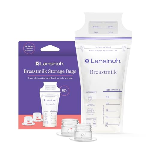 50 Count Lansinoh Breastmilk Storage Bags with Adapters