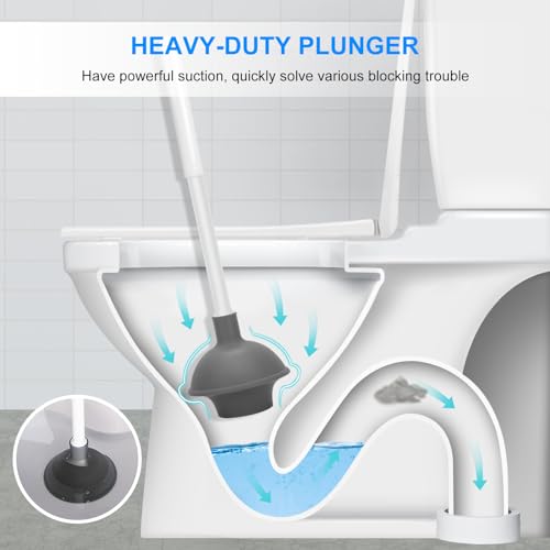 SetSail Toilet Brush and Plunger Set for Bathroom Cleaning 2 Pack Heavy Duty Toilet Bowl Brush and Plunger Deeply Cleaning Toilet Brush Hidden