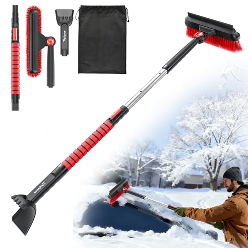 Extendable Snow Brush and Ice Scraper with Squeegee
