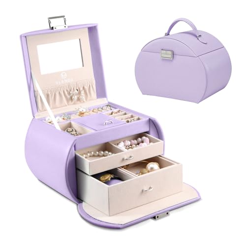 Luxury Jewelry Box Leather Organizer with Mirror