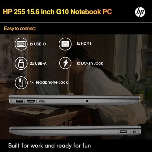 HP Newest 255 G10 Laptop for Home or Work, 16GB RAM, 1TB SSD, 15.6" Full HD, Ryzen 3 7330U (Beat Intel i5-1135G7), Ethernet Port, HDMI, USB-C, Windows 11 Pro, Business and Fun Ready (2024)