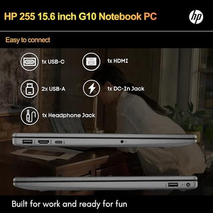 HP Newest 255 G10 Laptop for Home or Work, 16GB RAM, 1TB SSD, 15.6" Full HD, Ryzen 3 7330U (Beat Intel i5-1135G7), Ethernet Port, HDMI, USB-C, Windows 11 Pro, Business and Fun Ready (2024)