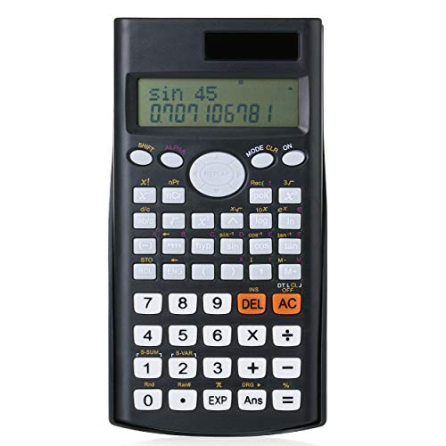 Scientific Calculator, Solar Powered, 2 Line Display, Fractions