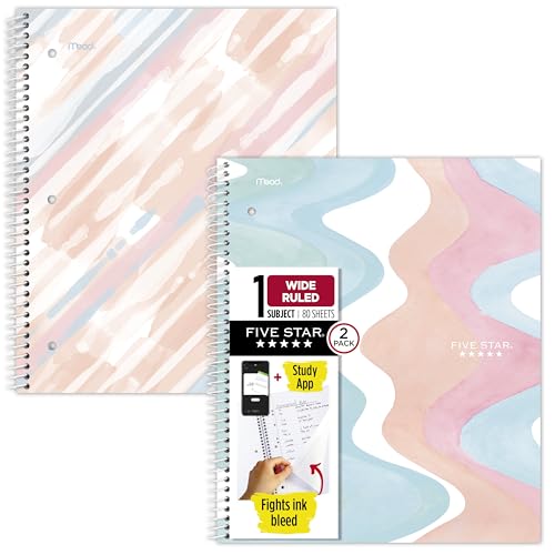 2 Pack Five Star Wide Ruled Spiral Notebooks