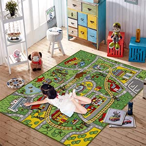 Jackson Car Mat for Kids Toy Cars,52"x 74" Train Rug Play Mat with Non-Slip Backing, Kids Car Rug Play Mat for Playroom Large Car Rug Train Rug Play Mat for Children