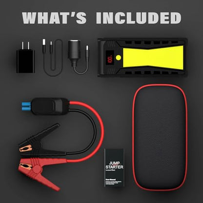 Jump Starter - 3 in 1 Car Battery Jump Starter - 2500A 12V 21000mAh Portable Charger, Jump Box, Battery Booster Pack with LCD Display (for 8L Gas/6.5L Diesel), Camping Gifts for Men