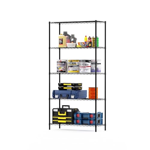 Furinno 5-Tier Metal Storage Shelf Rack 36-Inch