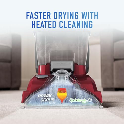 Hoover PowerScrub Deluxe Carpet Cleaner Machine, for Carpet and Upholstery, Deep Cleaning Carpet Shampooer, Carpet Deodorizer and Pet Stain Remover, FH50150NC, Red