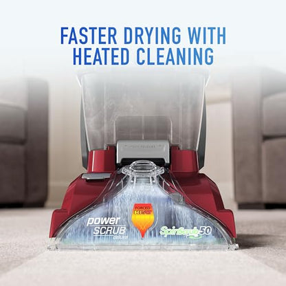 Hoover PowerScrub Deluxe Carpet Cleaner Machine, for Carpet and Upholstery, Deep Cleaning Carpet Shampooer, Carpet Deodorizer and Pet Stain Remover, FH50150NC, Red