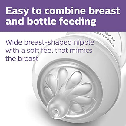 Philips AVENT Natural Baby Bottles with Natural Response Nipple, with Manatee Design, 9oz, 4pk, SCY903/61