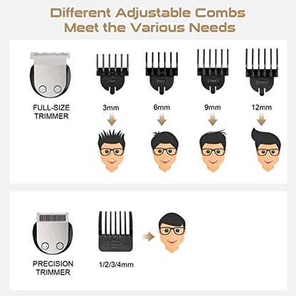 Beard Trimmer, Cordless Hair Clippers for Men Body Hair Trimmer, Mustache Nose Facial Cutting Groomer, Waterproof Electric Shaver 11 in 1 Grooming Kit, USB Rechargeable & LED Display 1.0 Count