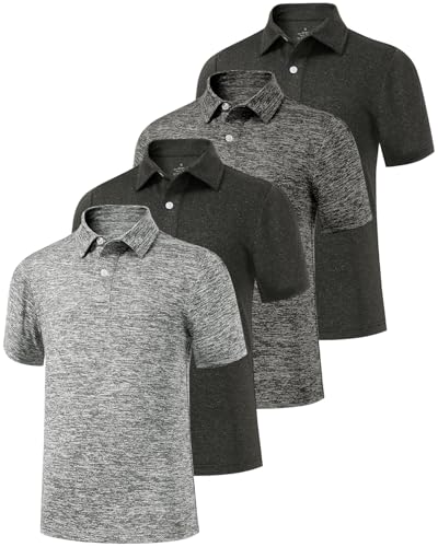 4 Pack Boys Moisture Wicking Polo Golf Shirts