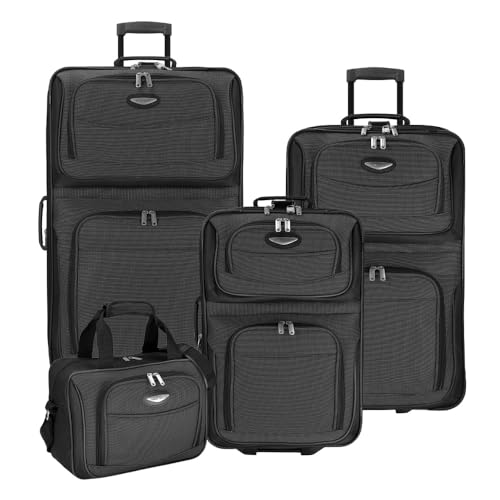 4 Piece Expandable Softside Rolling Upright Luggage Set