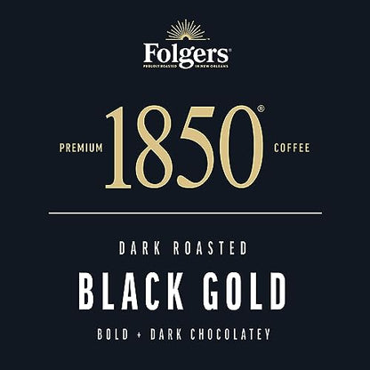 1850 by Folgers Black Gold Dark Roast Coffee, 10 Keurig K-Cup Pods