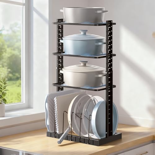 Adjustable Heavy-Duty Pots and Pans Organizer Rack