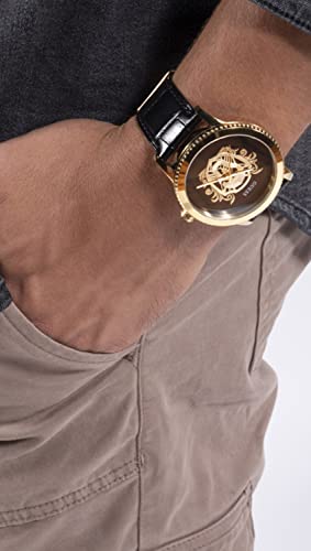 GUESS Men's 44mm Black Dial Gold Watch