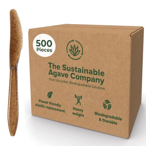 500 Pack Agave Fiber Disposable Knives Eco-Friendly