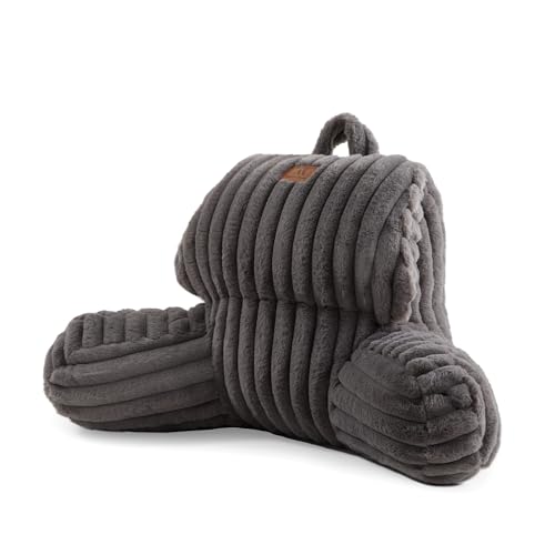 Faux Fur Reading Backrest Pillow with Pocket