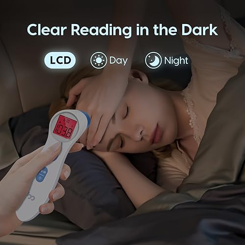 Thermometer for Adults, FSA Eligible, High Accuracy, No-Touch Digital Thermometer with Fever Alarm and Memory Function, Ideal for Babies, Kids, Home and Office Use