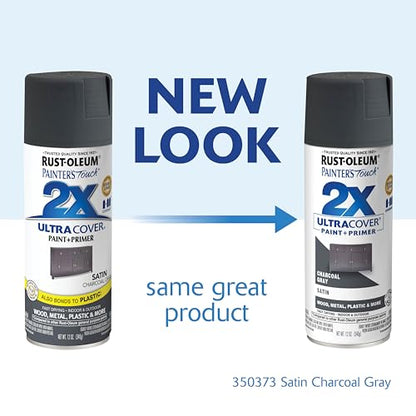 Rust-Oleum 350373-6PK Painter's Touch 2X Ultra Cover Spray Paint, 12 oz, Satin Charcoal Gray, 6 Pack