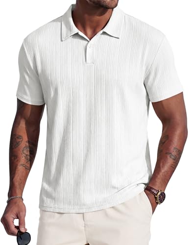 JMIERR Textured Stretch Knit Short Sleeve Polo Shirt
