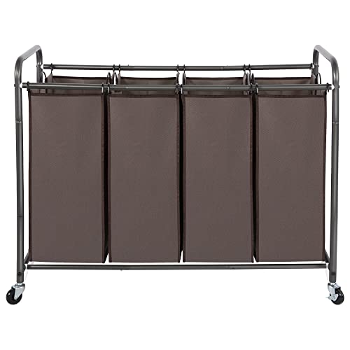 4 Section Rolling Laundry Sorter Cart with Bags