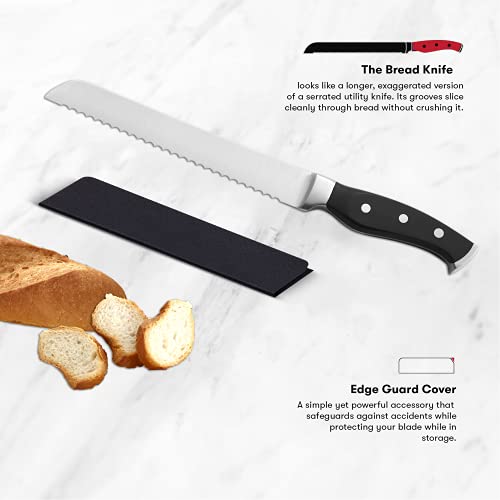 Master Maison 8" Professional Stainless Steel Bread Knife Set - Bread Knife, Bagel Knife, Kitchen Knife, Sharp Knife Blade - Bread Knife & Knife Sheath Included - Great for Home & Professional Use