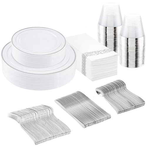 175 Piece Disposable Plastic Dinnerware Set for 25