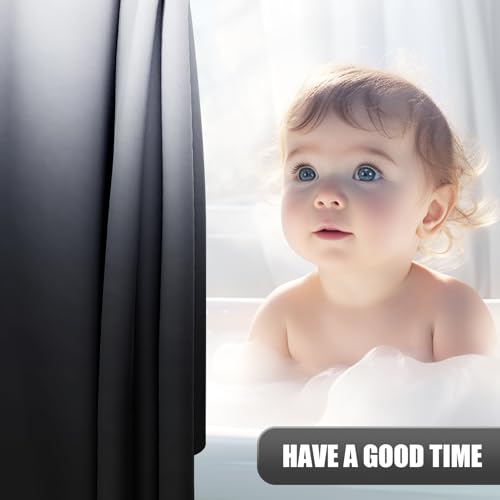 OLANLY Luxury Shower Curtain, Black Ombre Shower Curtain Sets with 12 Shower Curtain Hooks, Waterproof & Washable Black and White Shower Curtains for Bathroom, 72x72 Inches