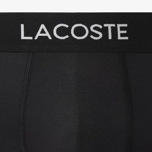 Lacoste Men's Recycled Microfiber Ultra Dry Trunks, 3-pack, Black with Black waistbands, Small