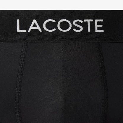 Lacoste Men's Recycled Microfiber Ultra Dry Trunks, 3-pack, Black with Black waistbands, Small