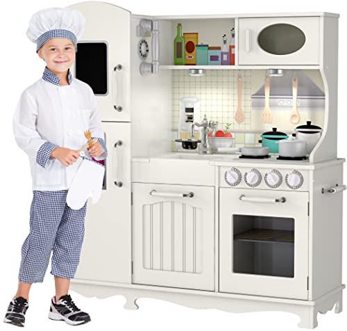Wooden Play Kitchen Set for Toddlers and Kids
