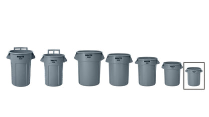 Rubbermaid Commercial Products BRUTE Heavy-Duty Round Trash/Garbage Can, 10-Gallon, Gray, Outdoor Waste Container for Landscapers/Construction/Restaurants/Office/Warehouse/Commercial Environments