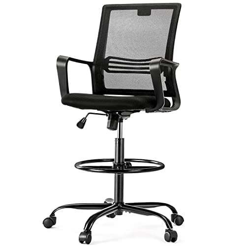 Drafting Chair with Adjustable Foot Ring and Lumbar Support