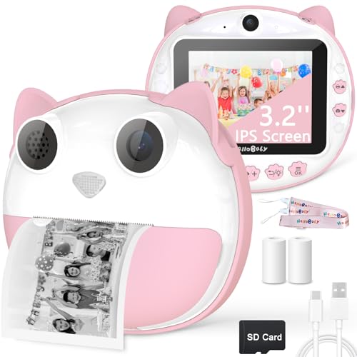 Kids Instant Print Camera, 3.2" Screen, Selfie, Digital