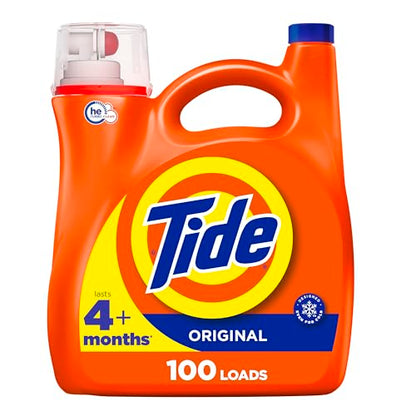 Tide Laundry Detergent Liquid, Original Scent, HE Compatible, 100 Loads, 132 fl oz Laundry Soap (Packaging May Vary)