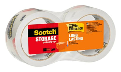 Scotch Clear Storage Packing Tape, 2 Rolls