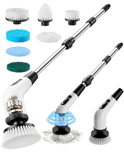 Cordless Electric Spin Scrubber with Telescopic Handle