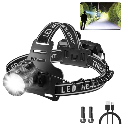 1 Pack Rechargeable LED Headlamp, Waterproof, Adjustable, Camping