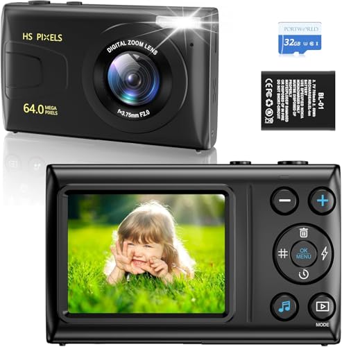 64MP 4K Kids Digital Camera with 32GB Card