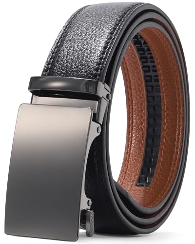 Ratchet Leather Adjustable No-Hole Dress Belt