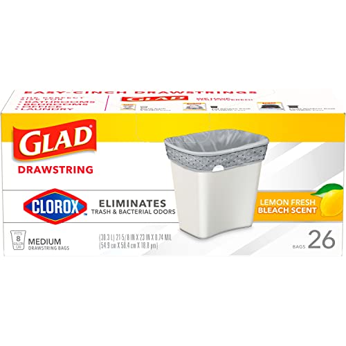 Glad Lemon Fresh Drawstring Trash Bags, 26 Ct