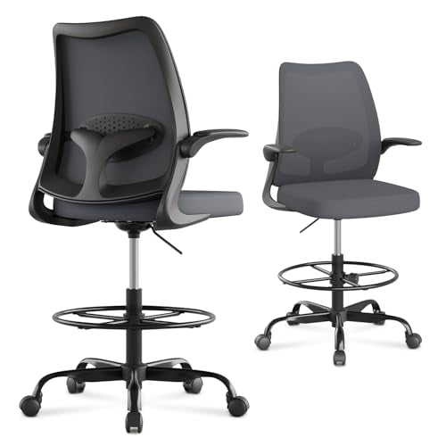 Ergonomic Mesh Drafting Chair with Footrest and Arms