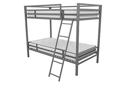 Novogratz Maxwell Twin-Over-Twin Metal Bunk Bed, Grey