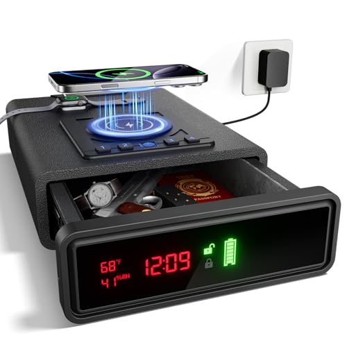 Biometric Handgun Safe with Fingerprint and Wireless Charging