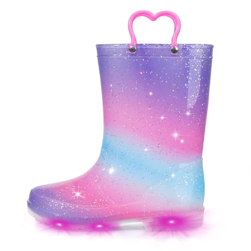 Light Up Waterproof Toddler Rain Boots with Handles