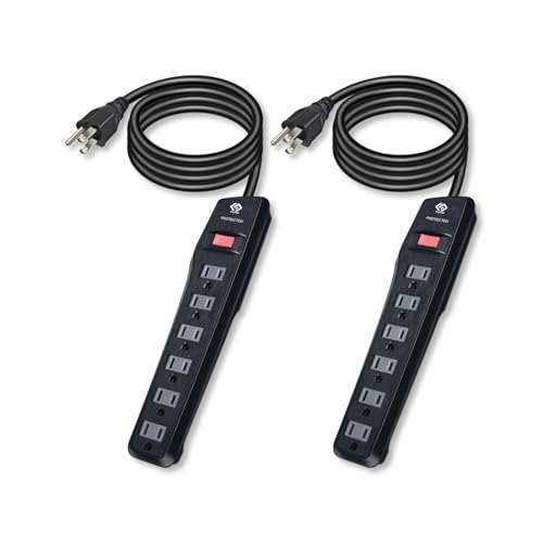 2 Pack 6FT Surge Protector Power Strip with 6 Outlets